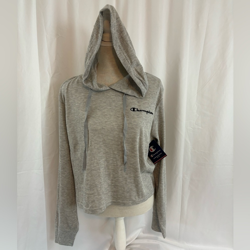 NWT Champion szXL waffle/thermal lightweight crop hooded top…